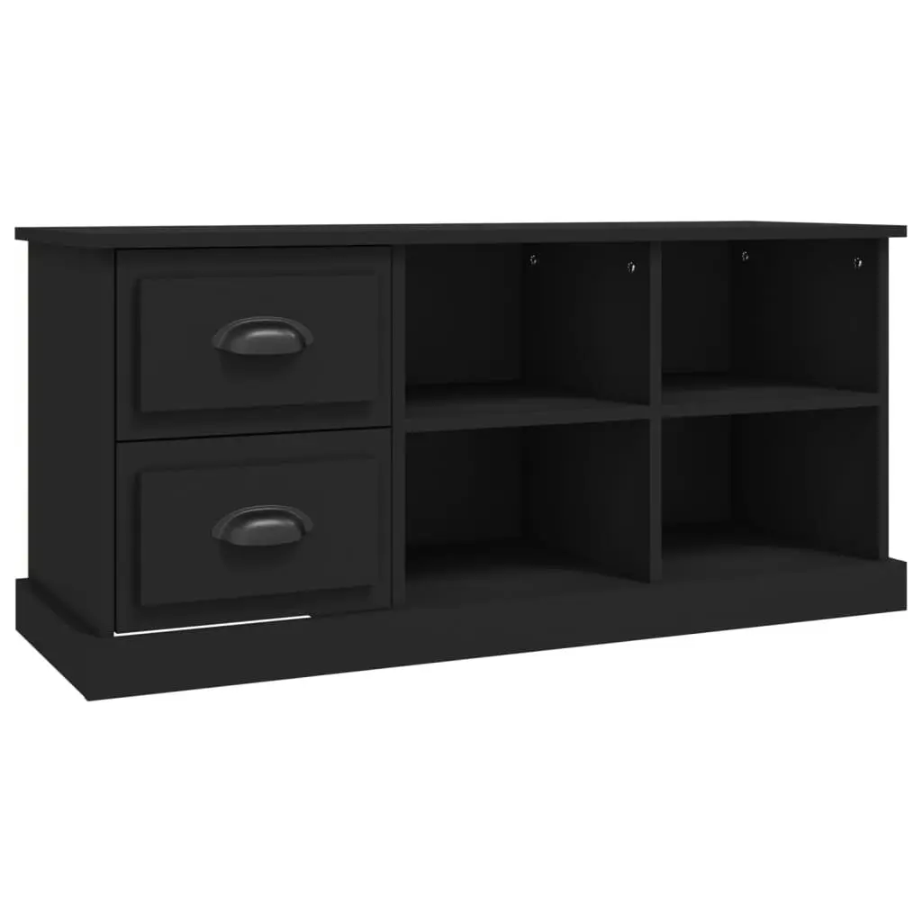 TV Cabinet Storage Unit Black 102x35.5x47.5 cm with Drawers Open Compartments