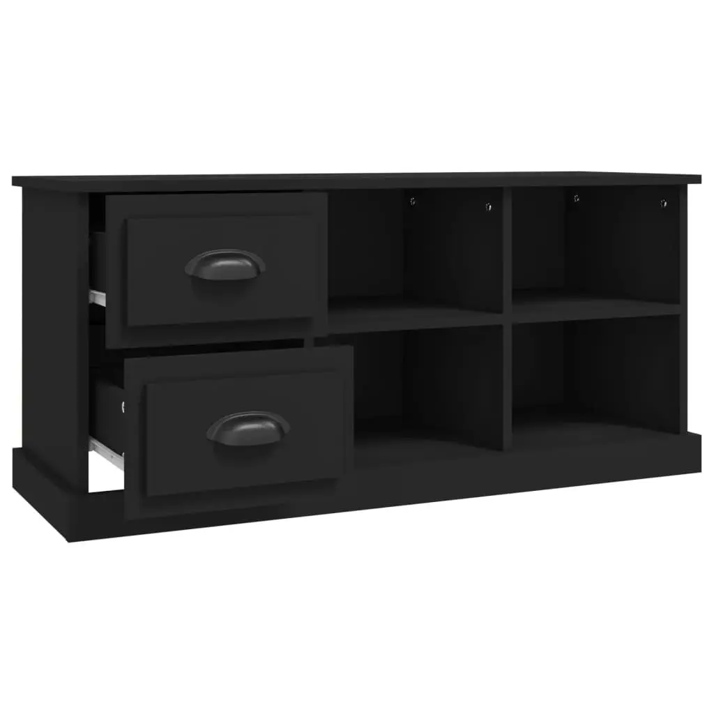 TV Cabinet Storage Unit Black 102x35.5x47.5 cm with Drawers Open Compartments