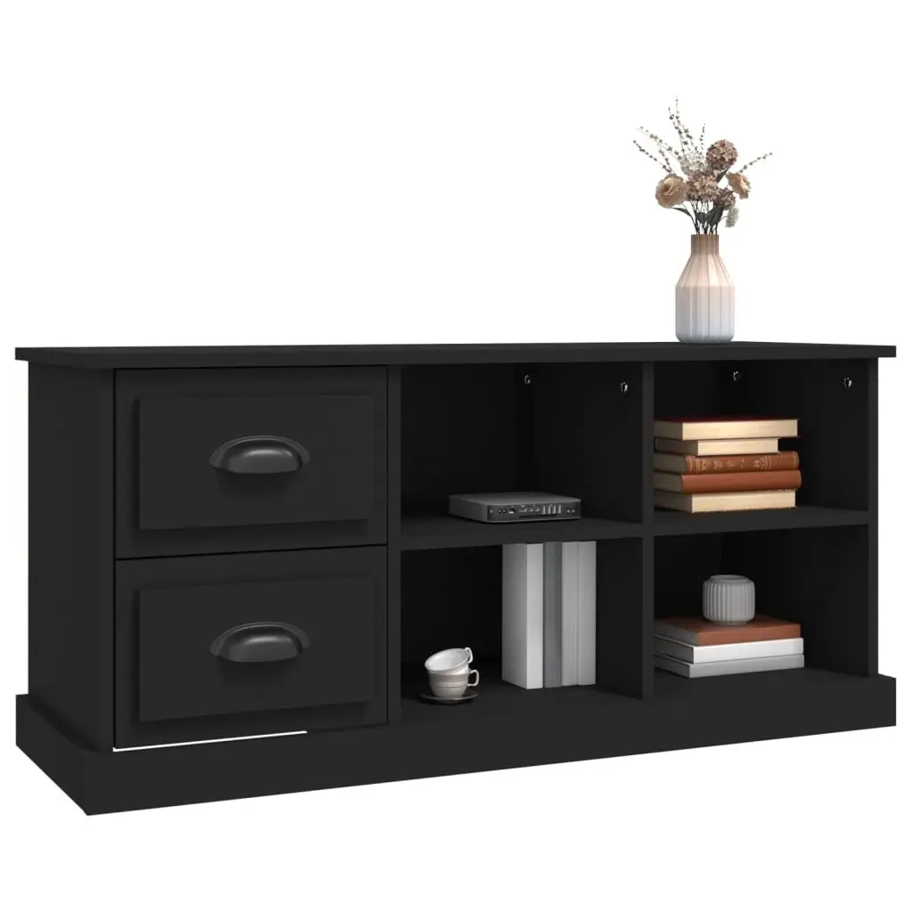 TV Cabinet Storage Unit Black 102x35.5x47.5 cm with Drawers Open Compartments