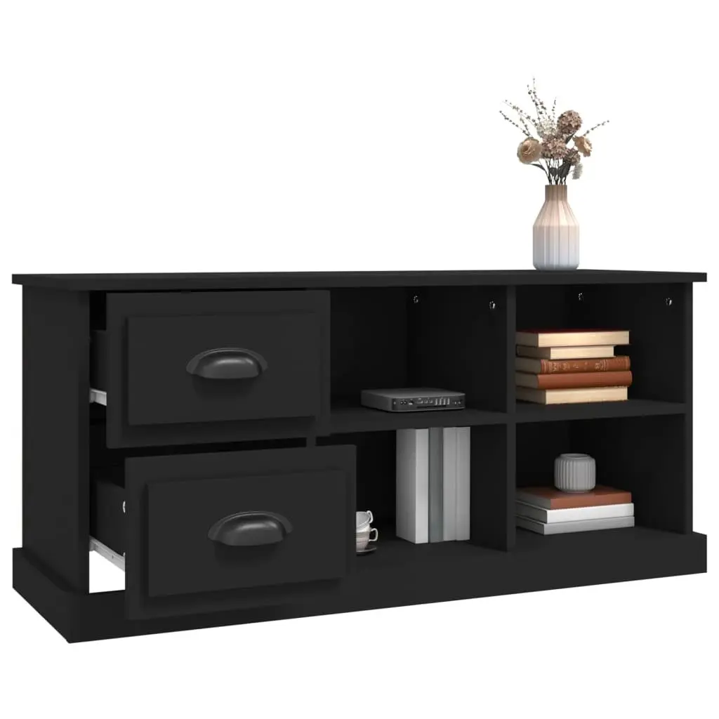TV Cabinet Storage Unit Black 102x35.5x47.5 cm with Drawers Open Compartments