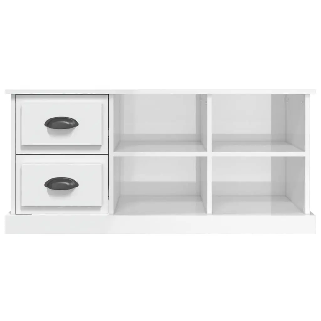 TV Cabinet with Ample Storage in High Gloss White