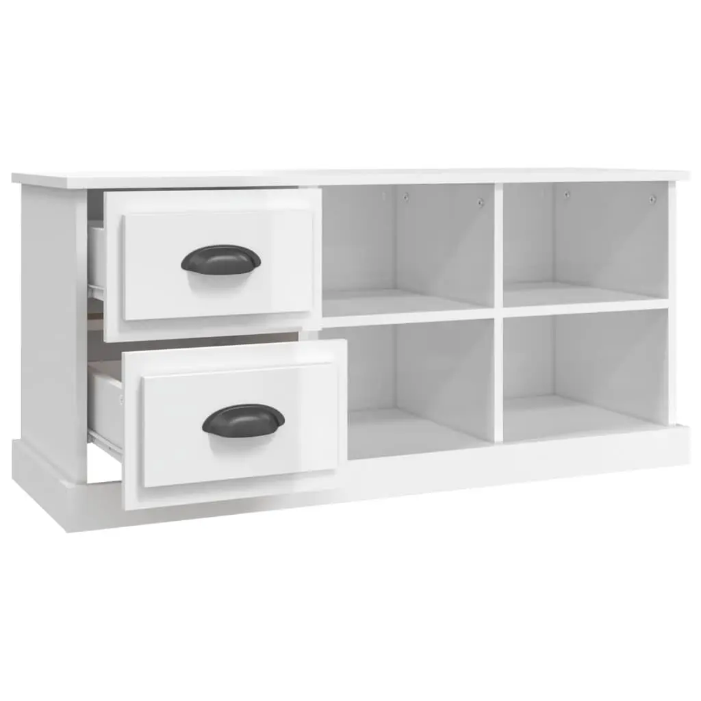 TV Cabinet with Ample Storage in High Gloss White
