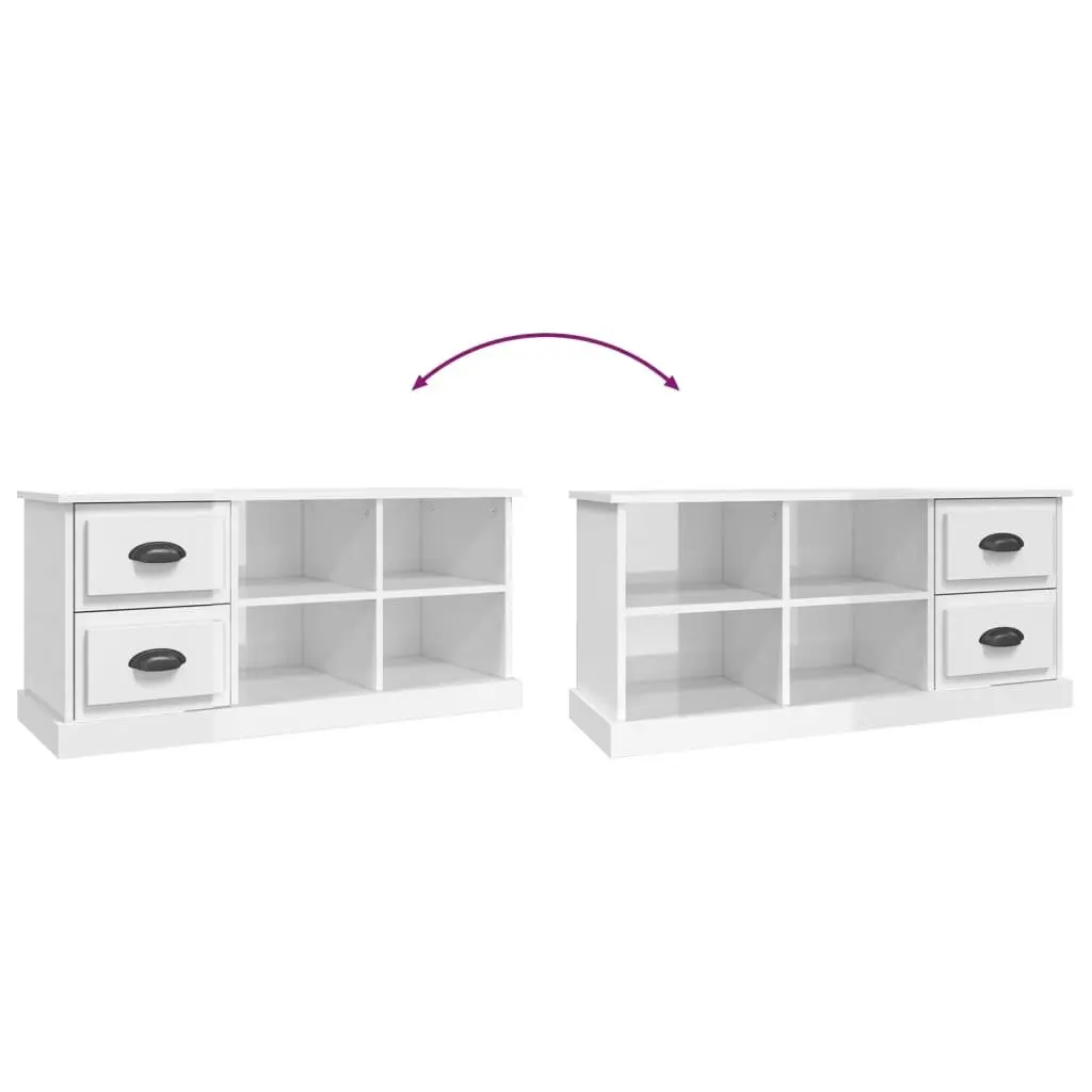 TV Cabinet with Ample Storage in High Gloss White