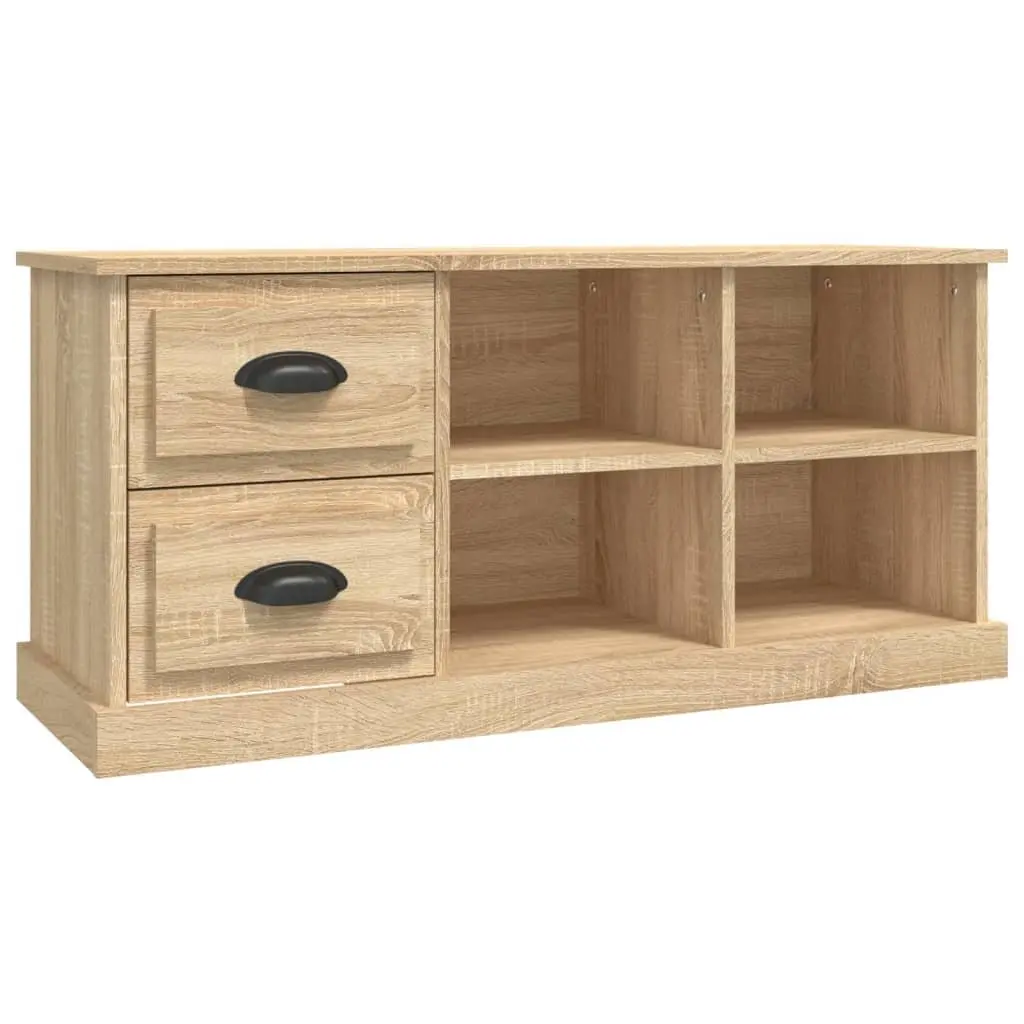 TV Cabinet Storage Unit with Drawers and Open Compartments Engineered Wood Brown 102 x 35.5 x 47.5 cm