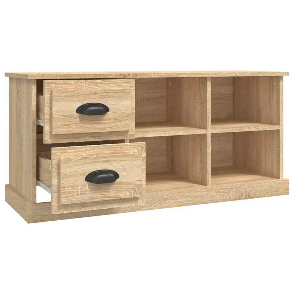 TV Cabinet Storage Unit with Drawers and Open Compartments Engineered Wood Brown 102 x 35.5 x 47.5 cm