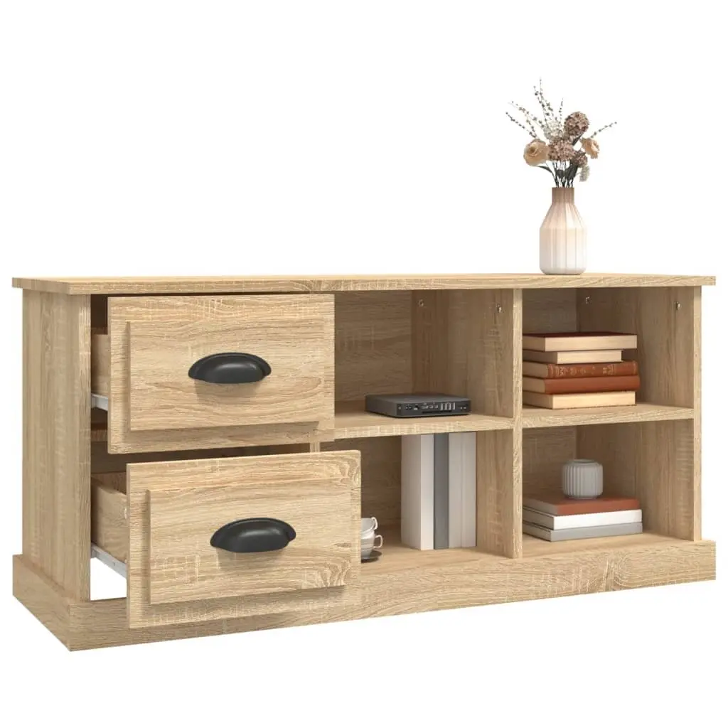 TV Cabinet Storage Unit with Drawers and Open Compartments Engineered Wood Brown 102 x 35.5 x 47.5 cm