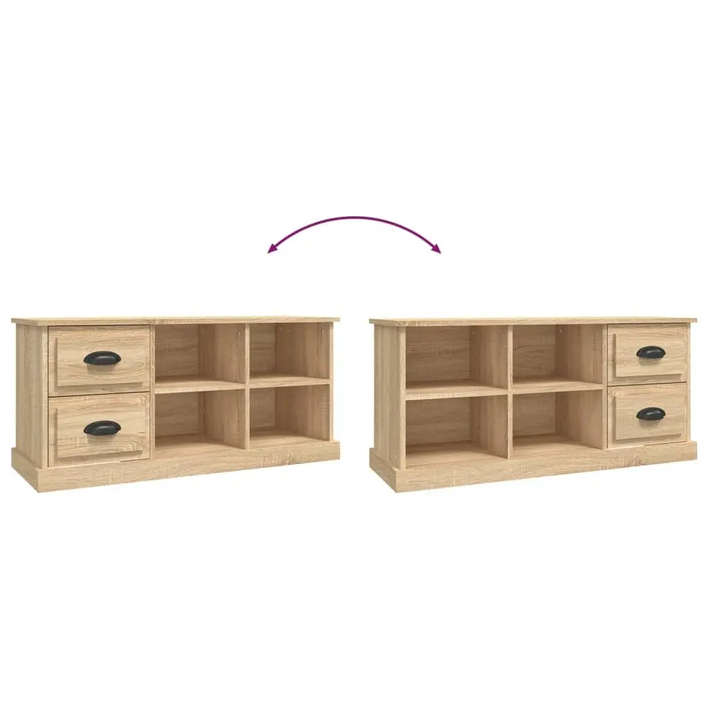 TV Cabinet Storage Unit with Drawers and Open Compartments Engineered Wood Brown 102 x 35.5 x 47.5 cm