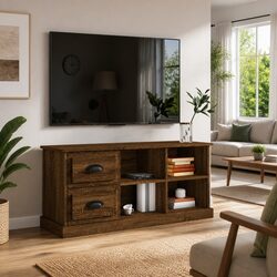 Reliable Brown Oak TV Cabinet with Ample Storage