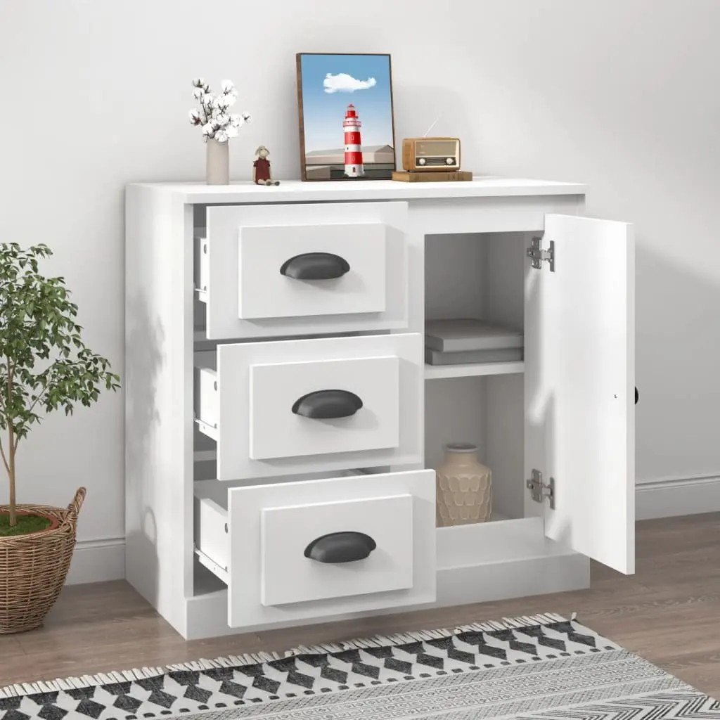 Sideboard Storage Cabinet 70x35.5x67.5 cm White Engineered Wood Furniture