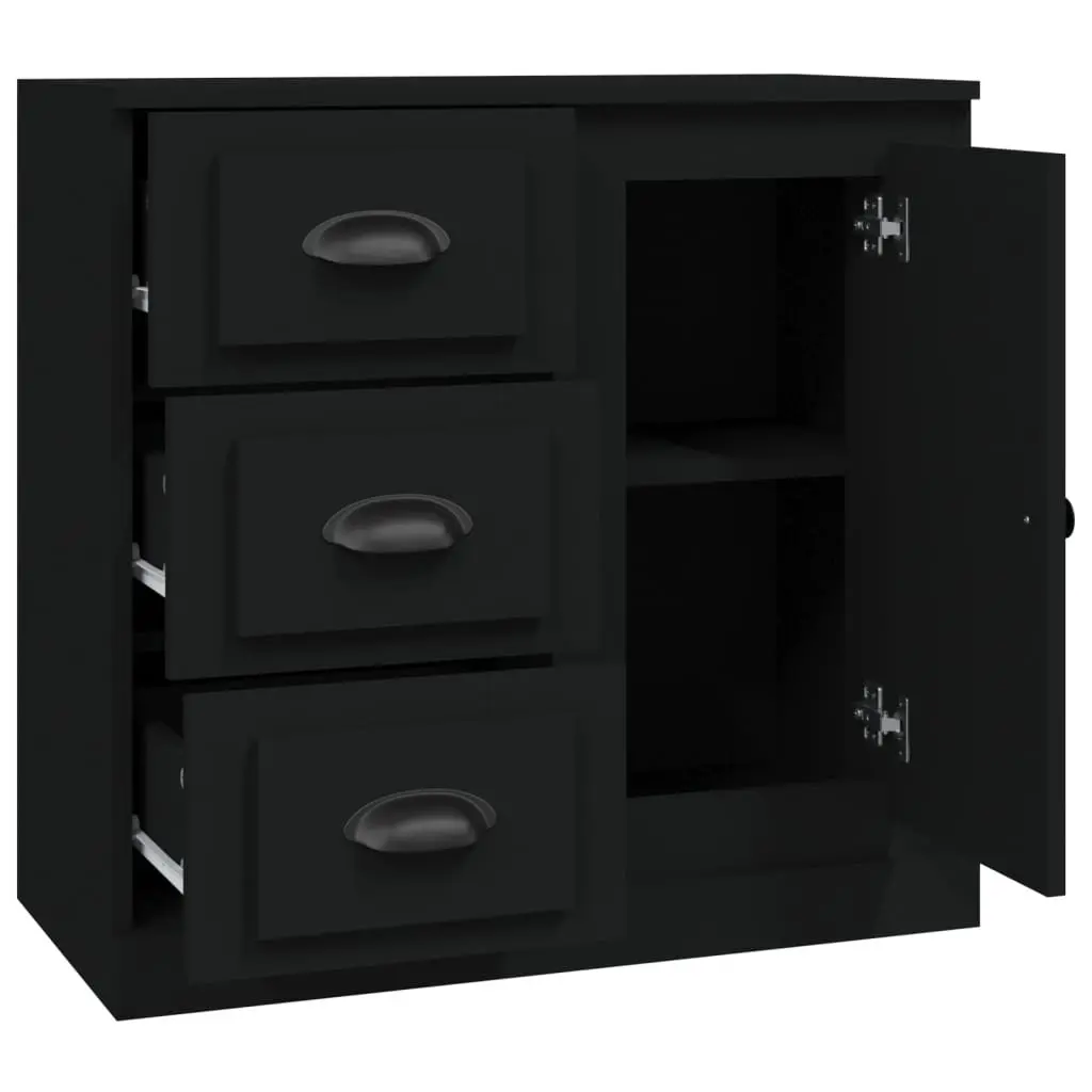 Sideboard Storage Cabinet Engineered Wood Buffet 70x35.5x67.5cm Black