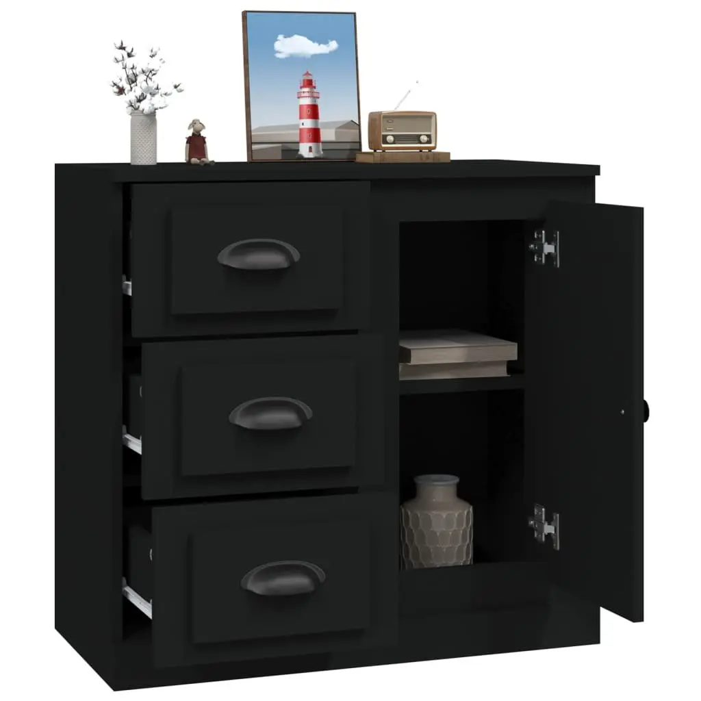 Sideboard Storage Cabinet Engineered Wood Buffet 70x35.5x67.5cm Black