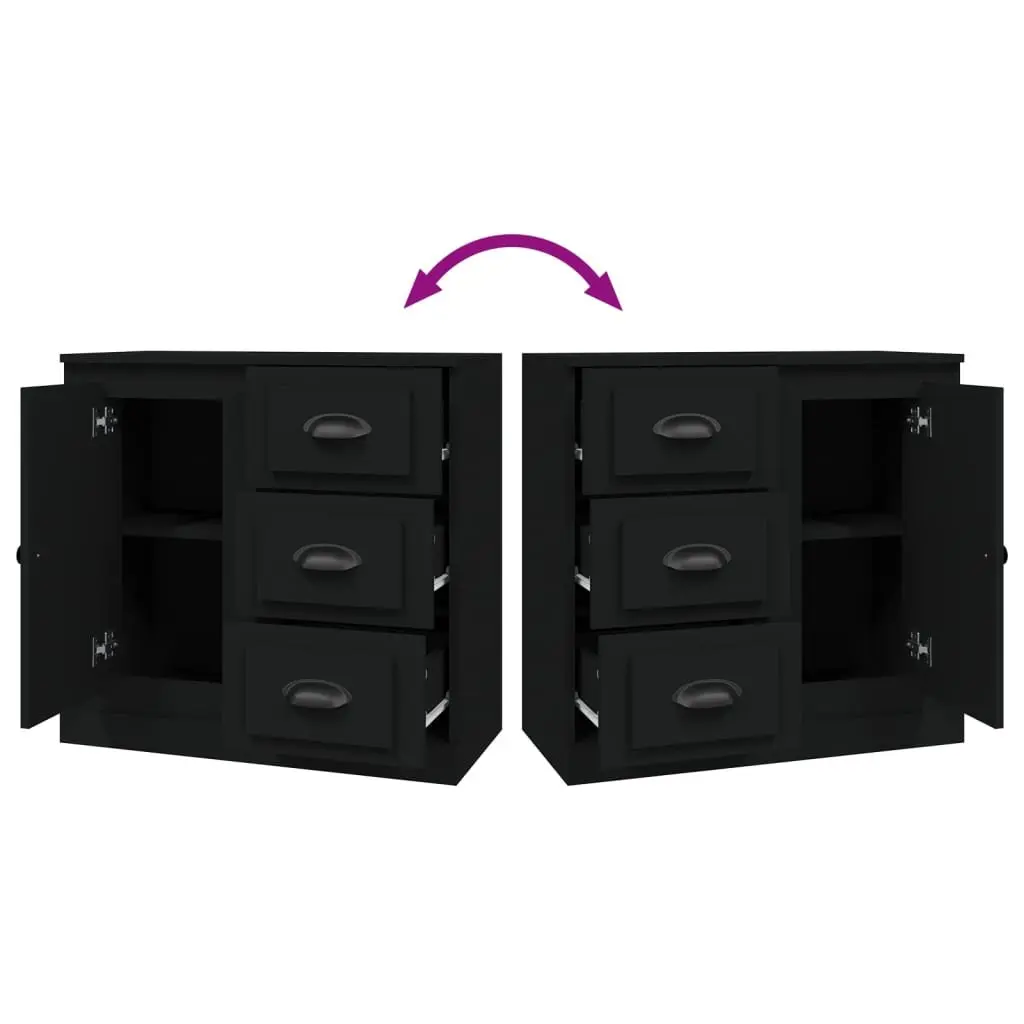 Sideboard Storage Cabinet Engineered Wood Buffet 70x35.5x67.5cm Black