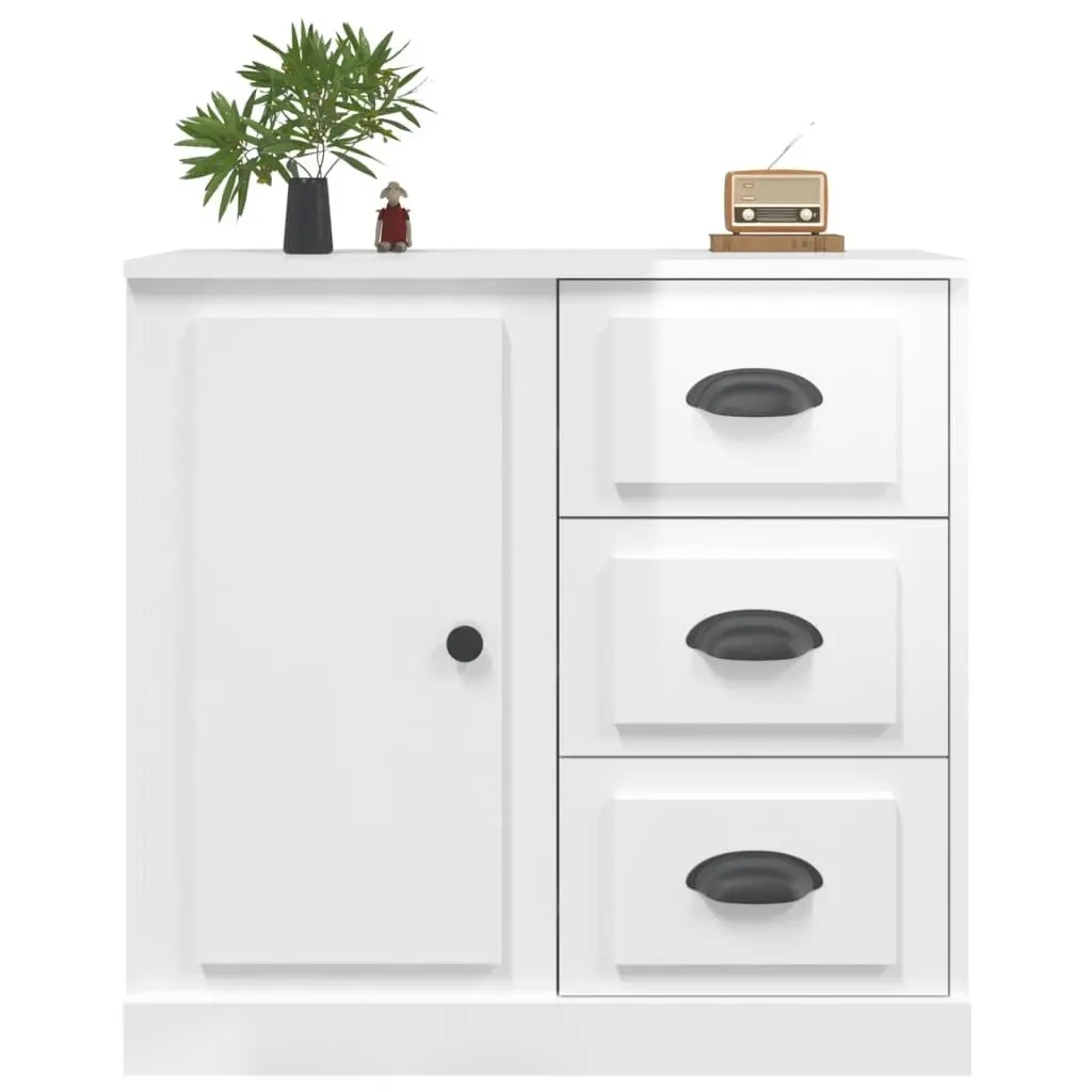 Sideboard Storage Cabinet Engineered Wood High Gloss White Living Room 70 x 35.5 x 67.5 cm