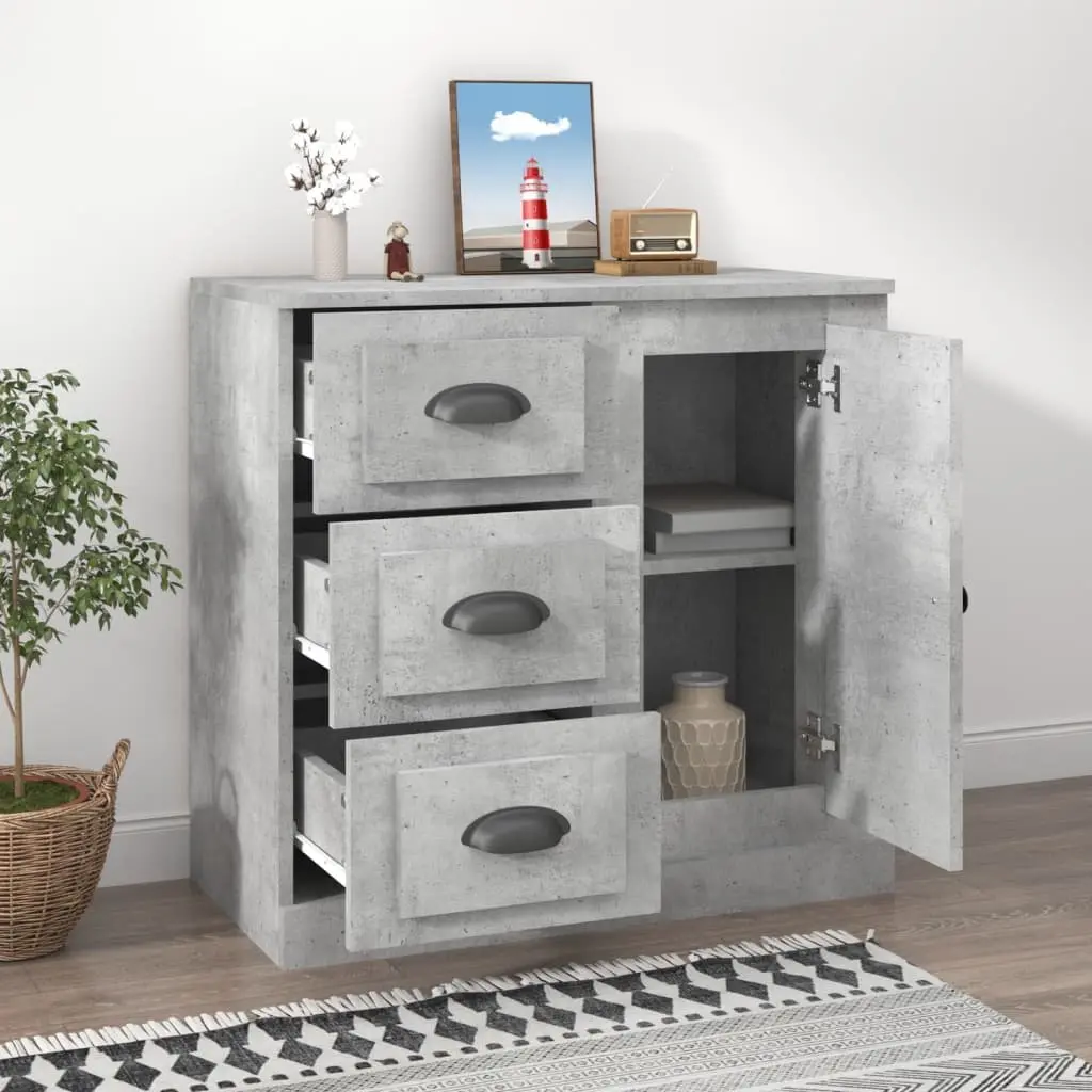 Sideboard Storage Cabinet Engineered Wood Buffet Display Unit 70 x 35.5 x 67.5 cm Grey