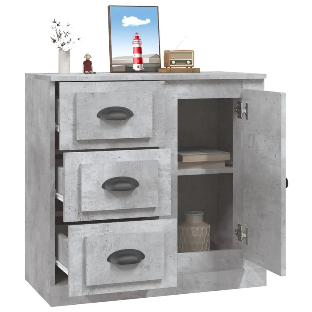 Sideboard Storage Cabinet Engineered Wood Buffet Display Unit 70 x 35.5 x 67.5 cm Grey
