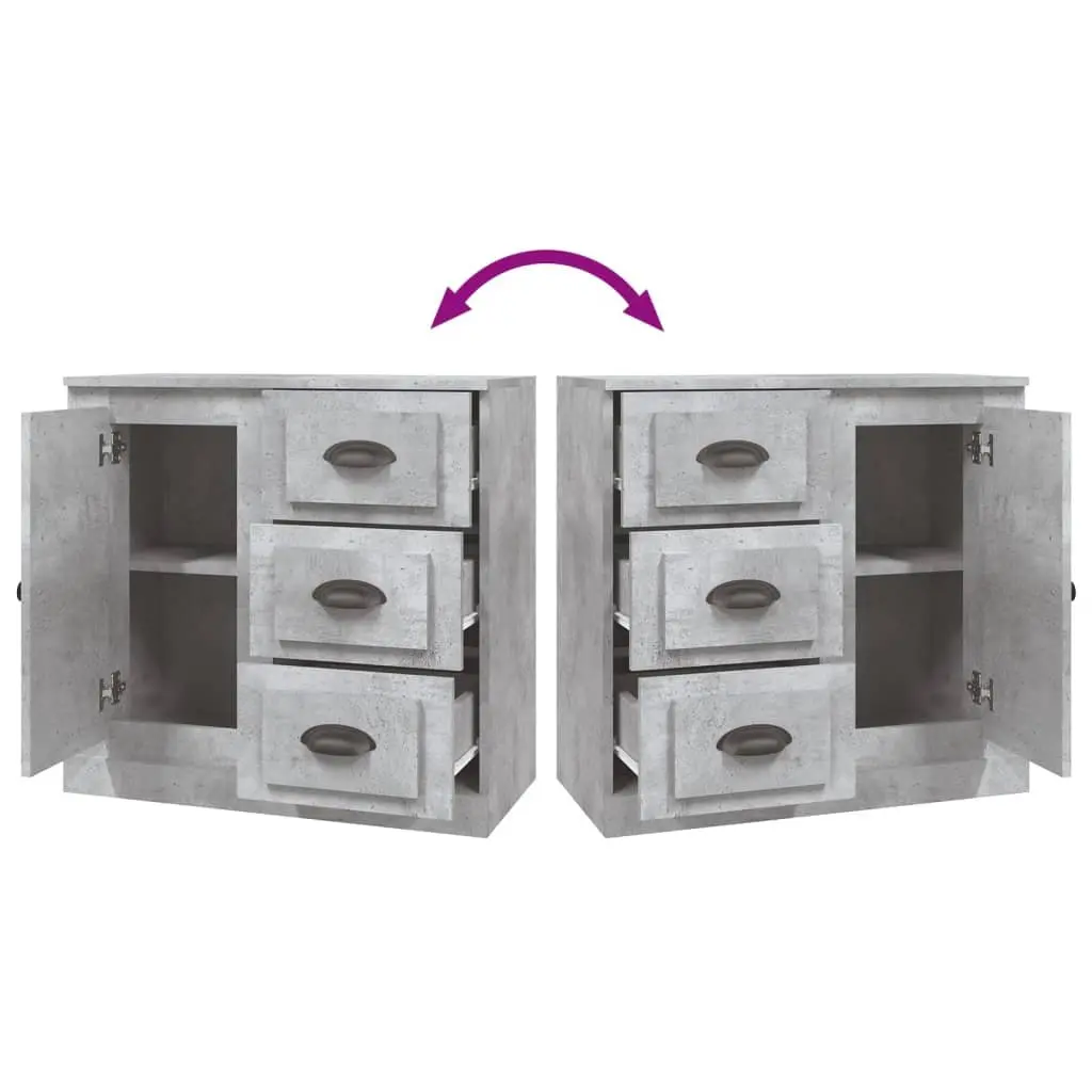 Sideboard Storage Cabinet Engineered Wood Buffet Display Unit 70 x 35.5 x 67.5 cm Grey