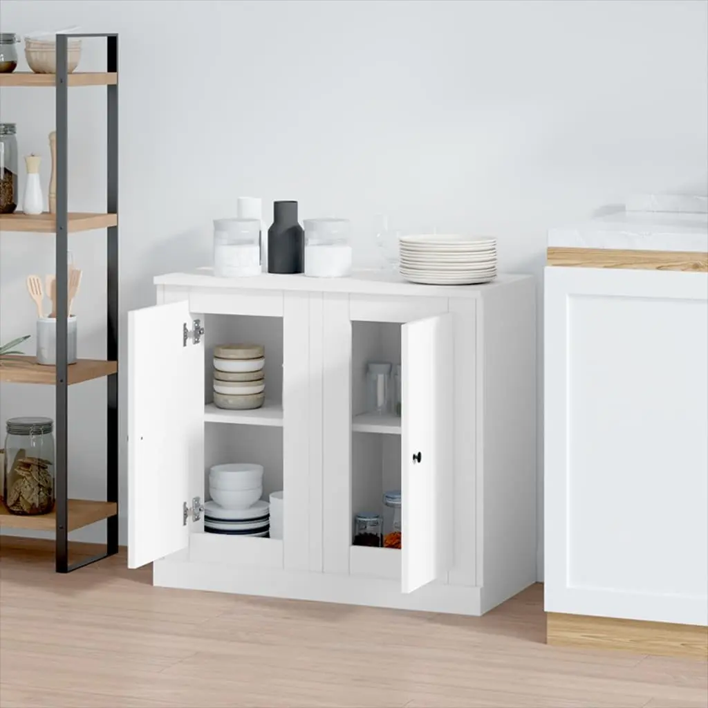 Sideboards Storage Cabinet 2 pcs White Engineered Wood Home Furniture