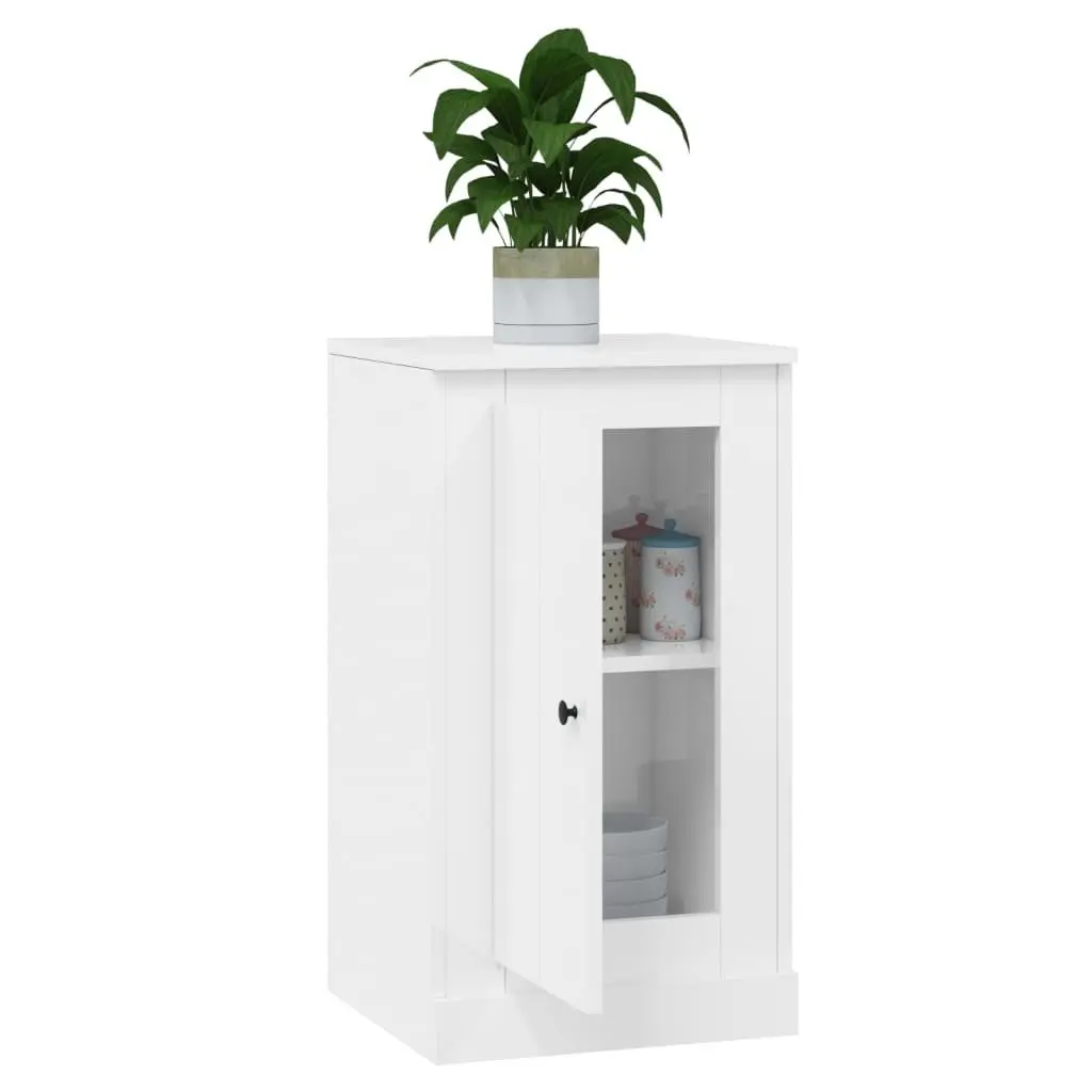 Sideboards Storage Cabinet 2 pcs High Gloss White Engineered Wood
