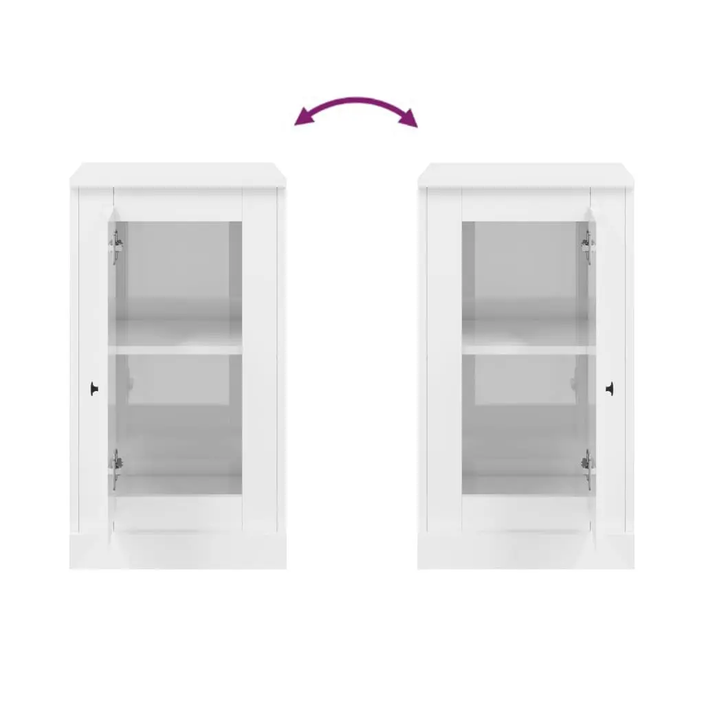 Sideboards Storage Cabinet 2 pcs High Gloss White Engineered Wood