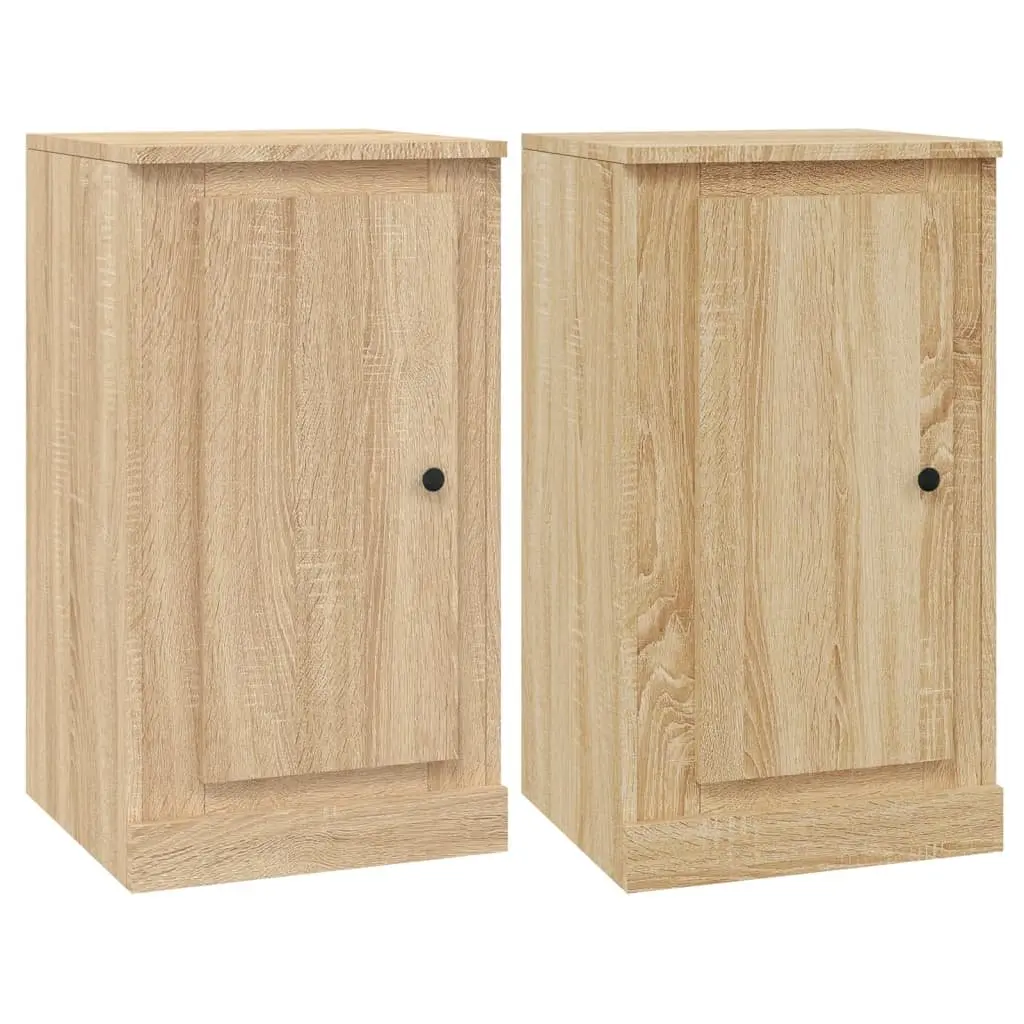 Sideboards Storage Cabinet 2 pcs Brown Engineered Wood Display Unit