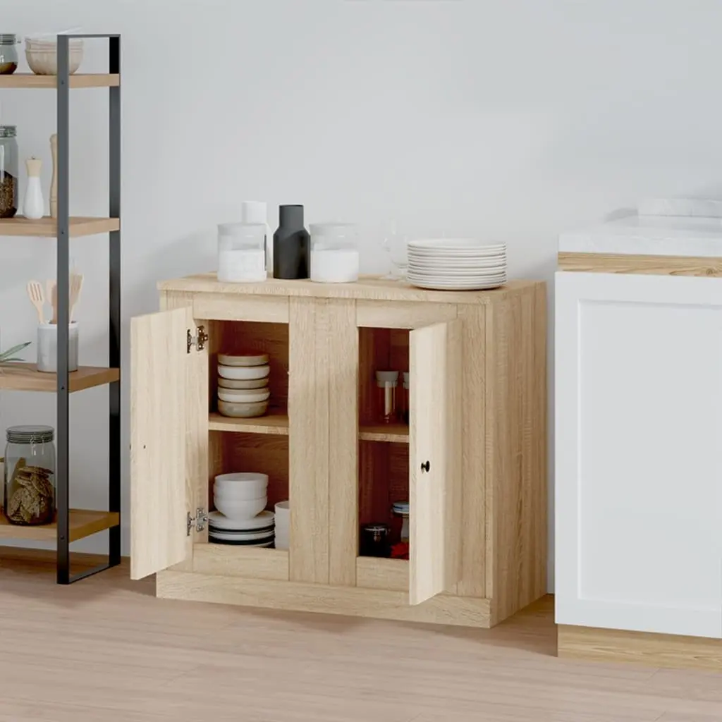 Sideboards Storage Cabinet 2 pcs Brown Engineered Wood Display Unit