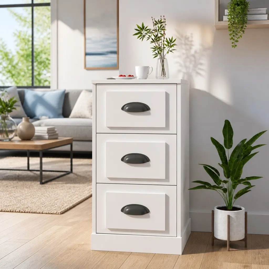 White Sideboard with Storage Capacity