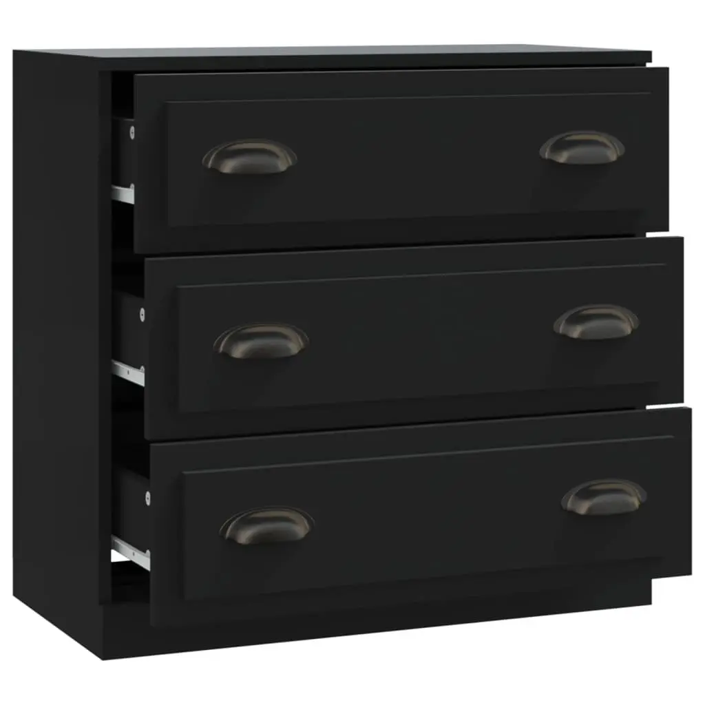 Black Sideboard Cabinet Storage Buffet Cupboard Engineered Wood Furniture