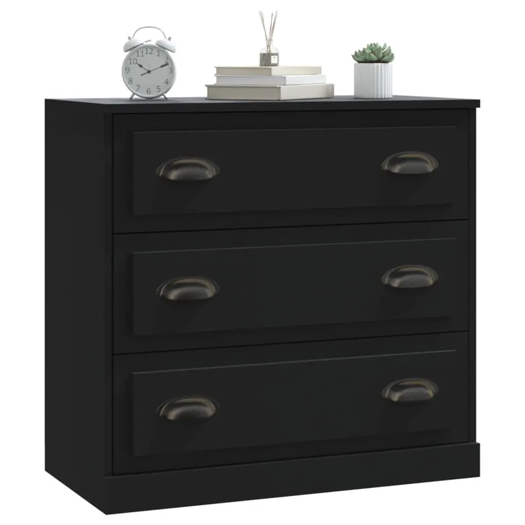 Black Sideboard Cabinet Storage Buffet Cupboard Engineered Wood Furniture