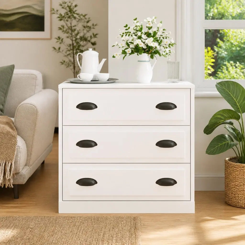 Sideboard Cabinet Storage Buffet Engineered Wood 70cm White High Gloss