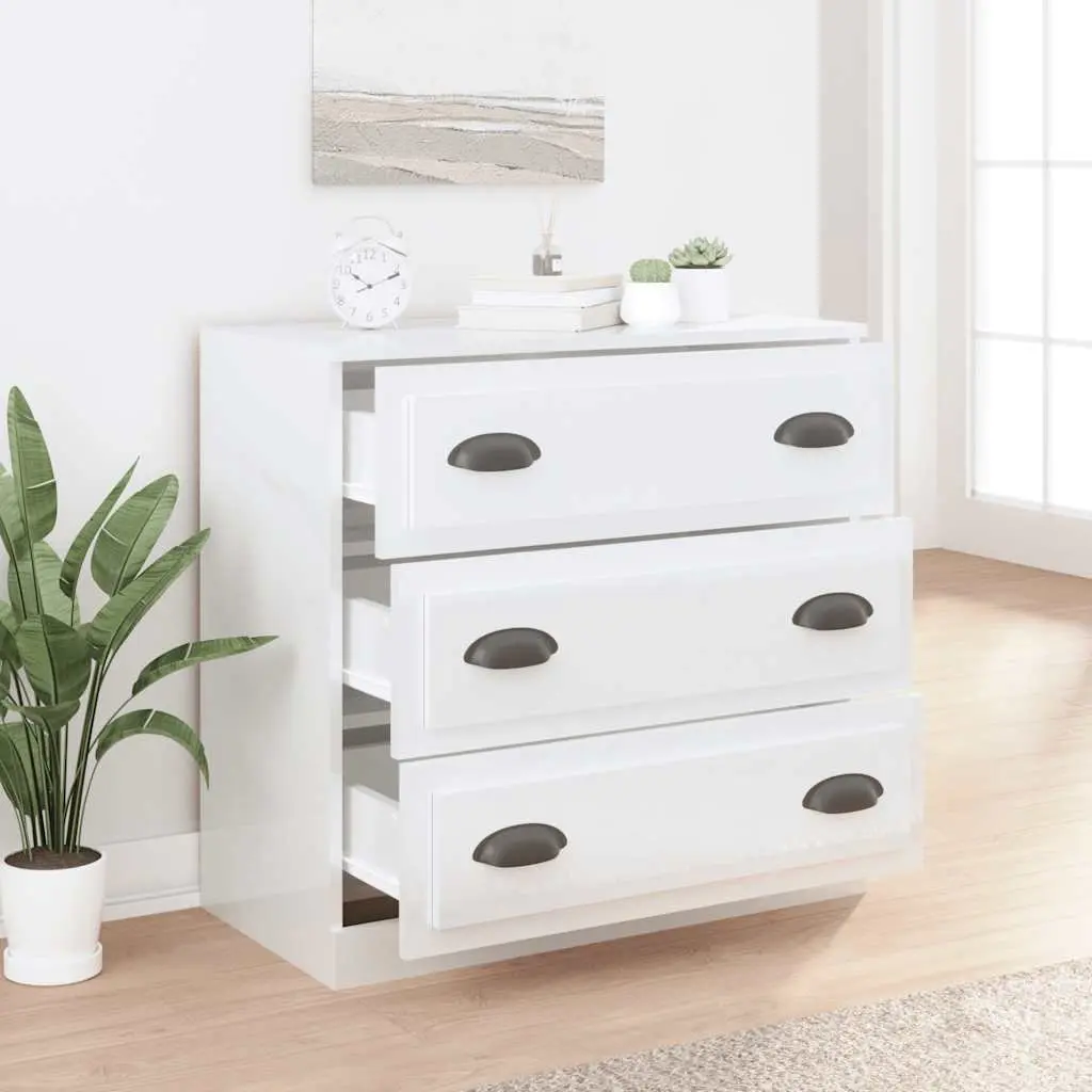 Sideboard Cabinet Storage Buffet Engineered Wood 70cm White High Gloss