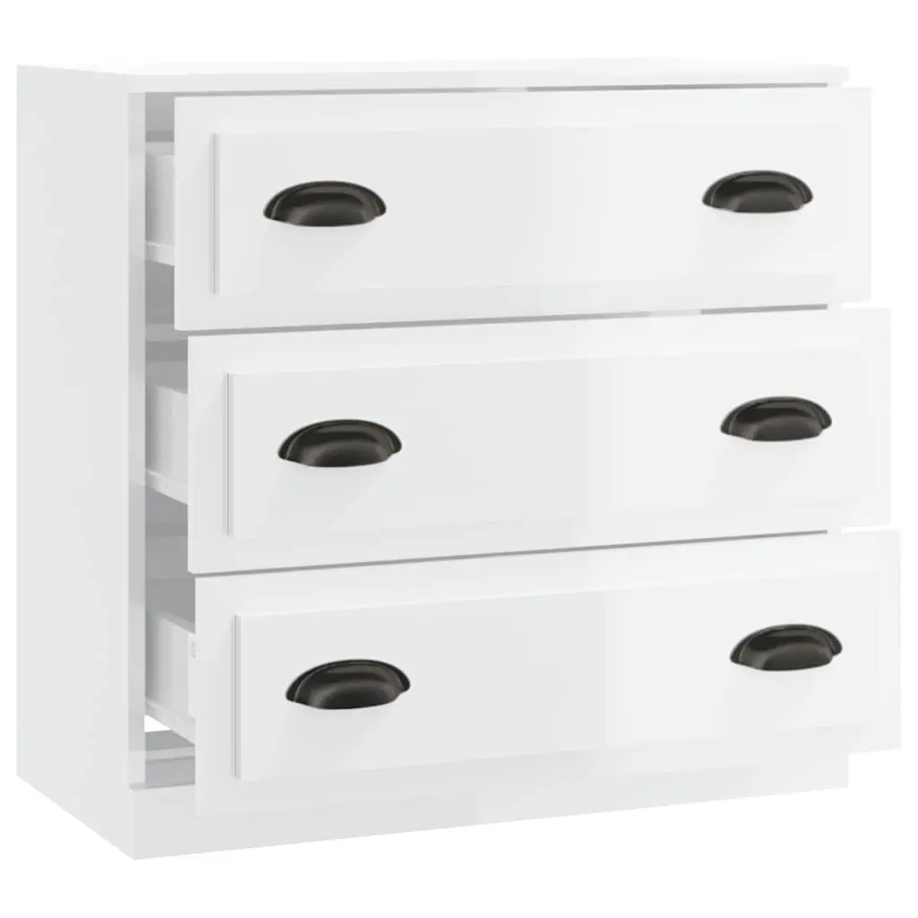 Sideboard Cabinet Storage Buffet Engineered Wood 70cm White High Gloss