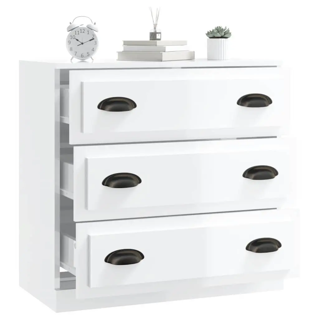 Sideboard Cabinet Storage Buffet Engineered Wood 70cm White High Gloss