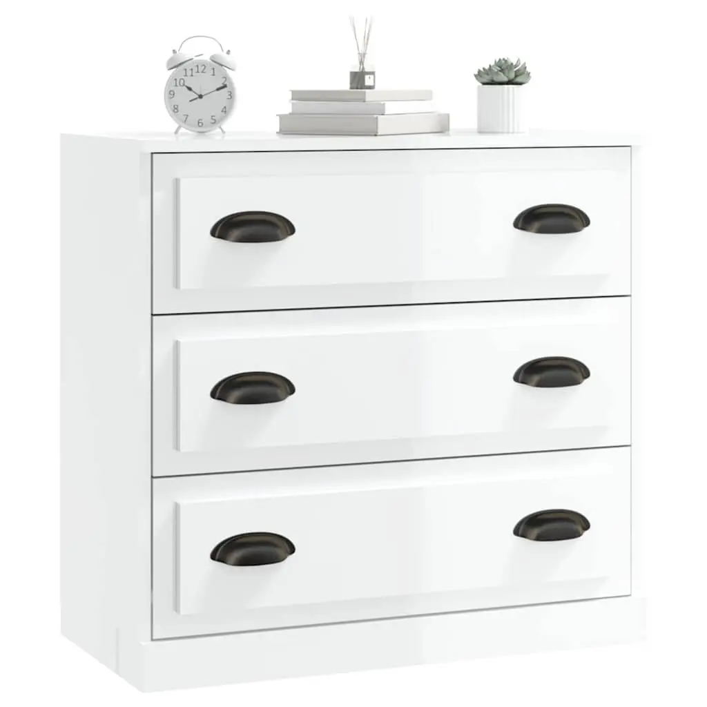 Sideboard Cabinet Storage Buffet Engineered Wood 70cm White High Gloss