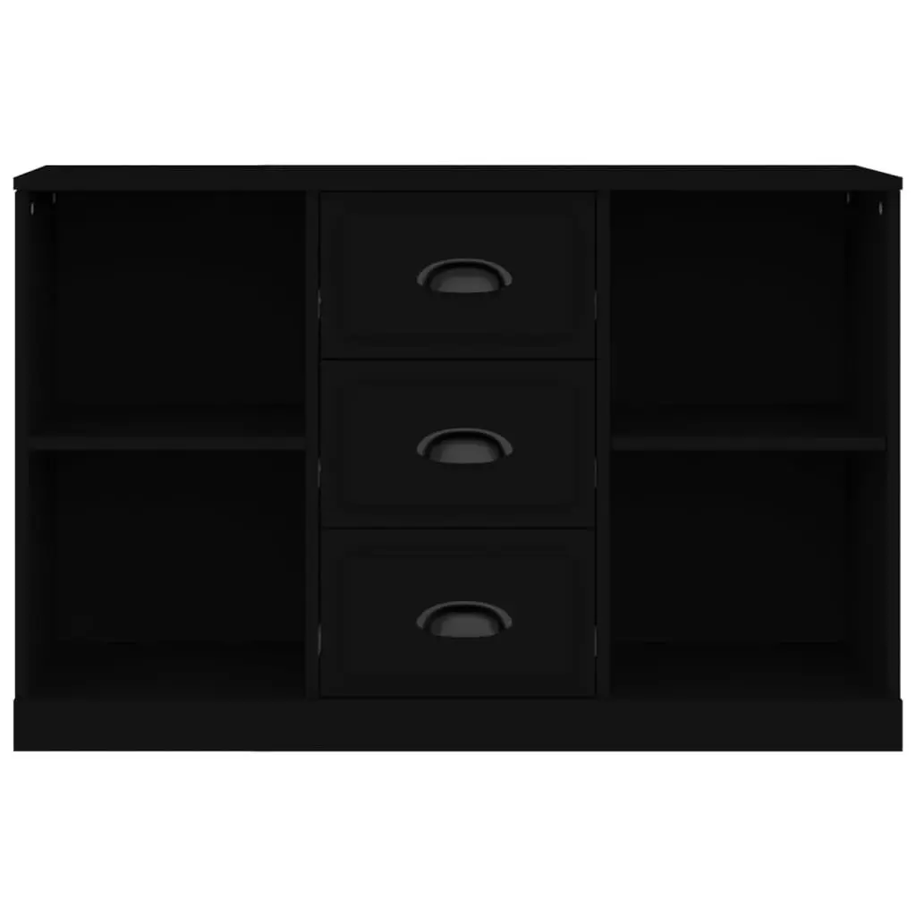 Black Sideboard Cabinet Storage Furniture Engineered Wood Home Buffet Display