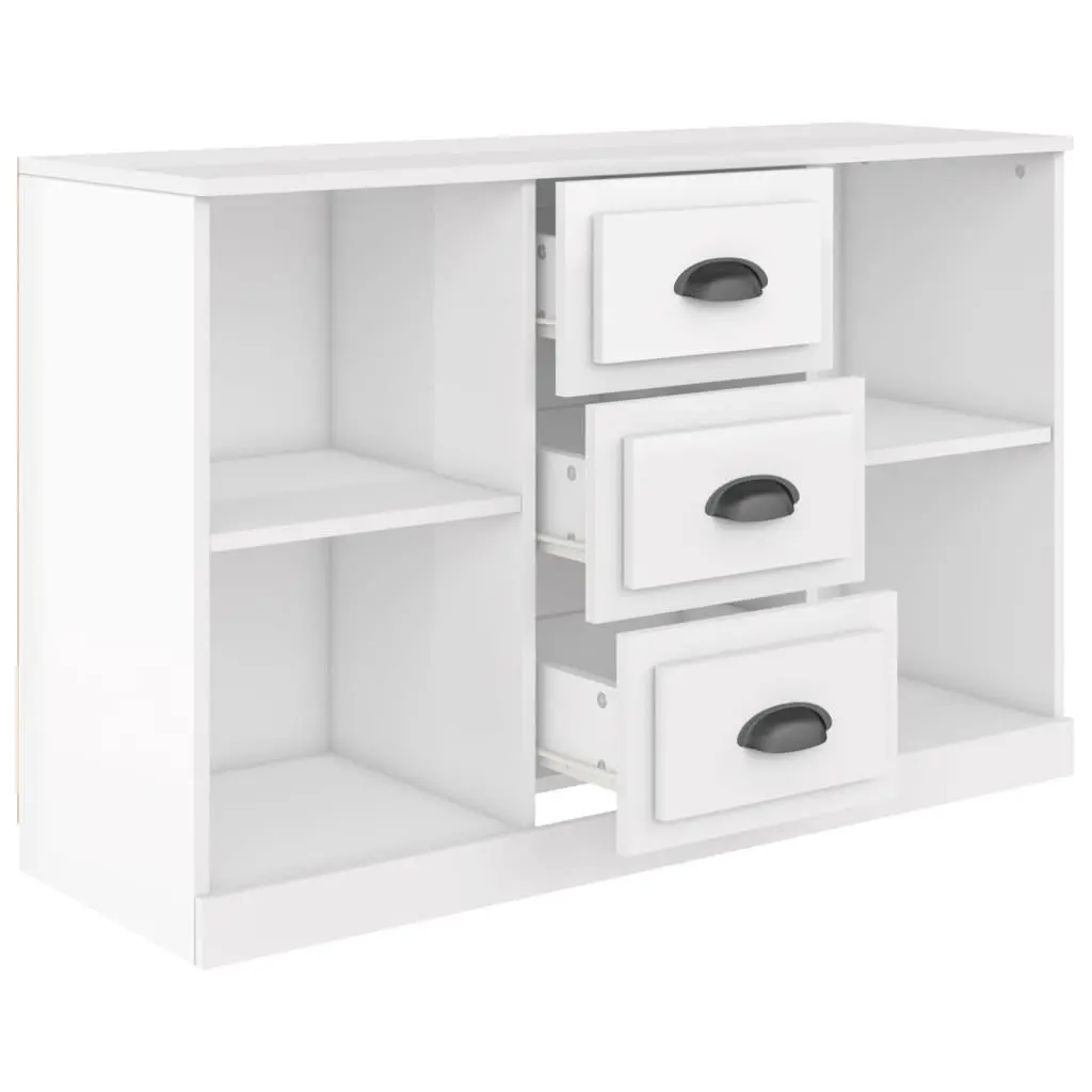 Sideboard High Gloss White Storage Cabinet Engineered Wood Buffet Display Unit