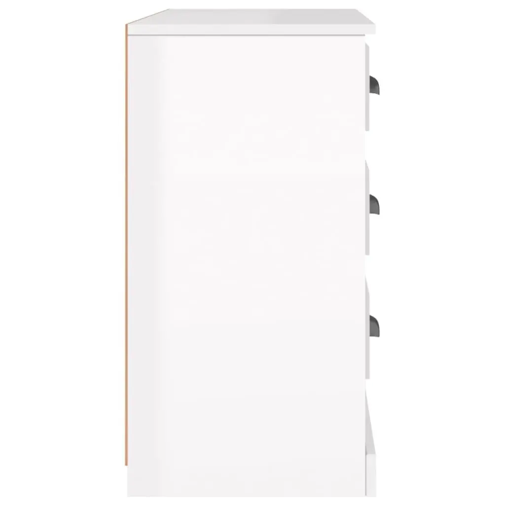 Sideboard High Gloss White Storage Cabinet Engineered Wood Buffet Display Unit
