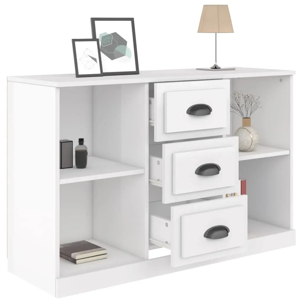 Sideboard High Gloss White Storage Cabinet Engineered Wood Buffet Display Unit
