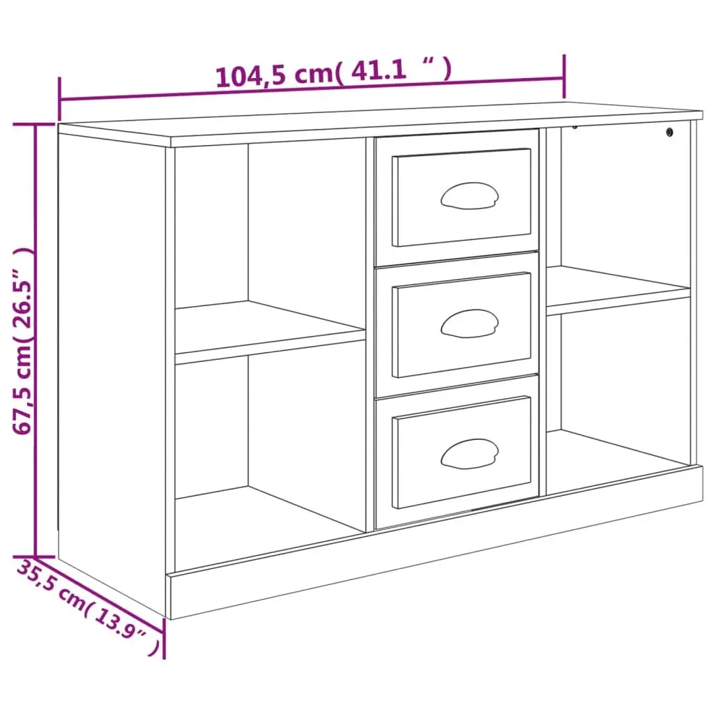 Sideboard High Gloss White Storage Cabinet Engineered Wood Buffet Display Unit