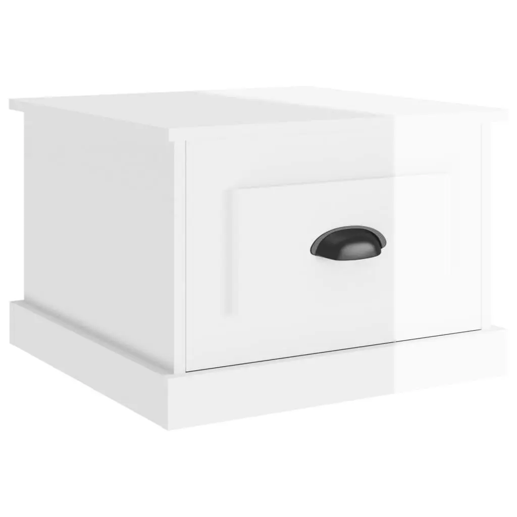 Coffee Table High Gloss White 50x50x35 cm Drawer Storage Accent Furniture