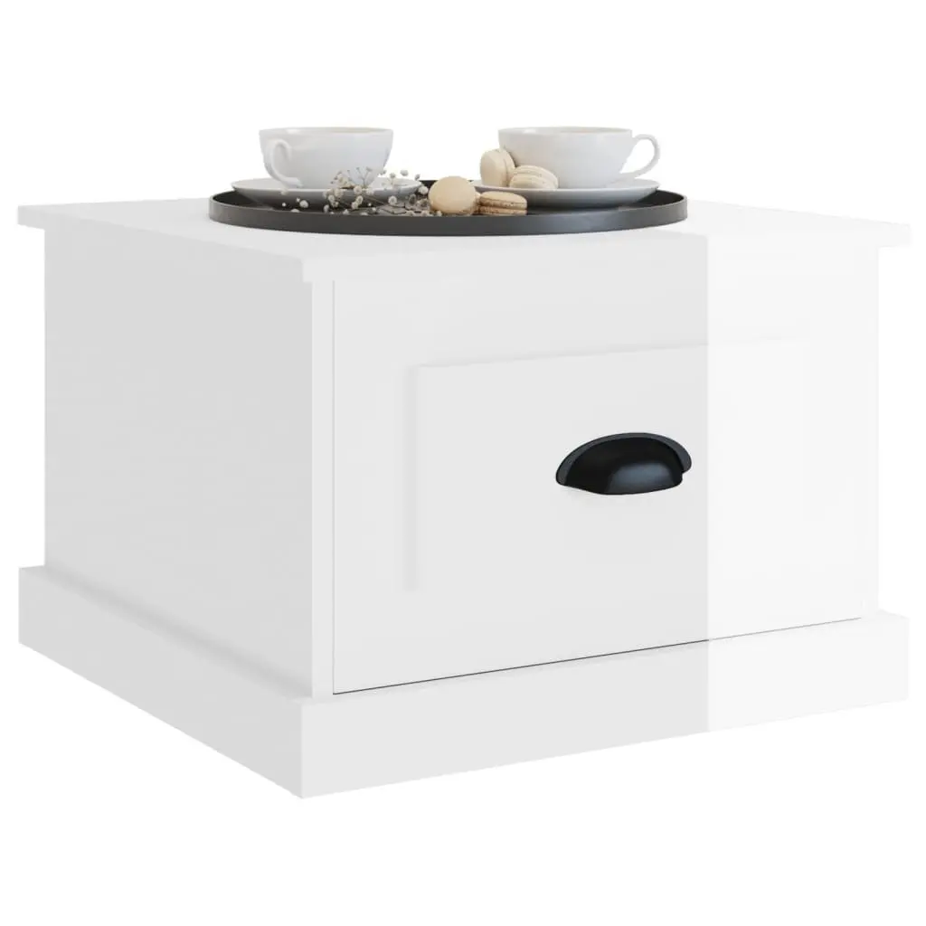 Coffee Table High Gloss White 50x50x35 cm Drawer Storage Accent Furniture