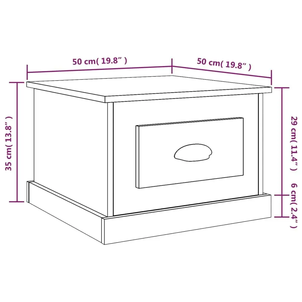 Coffee Table High Gloss White 50x50x35 cm Drawer Storage Accent Furniture