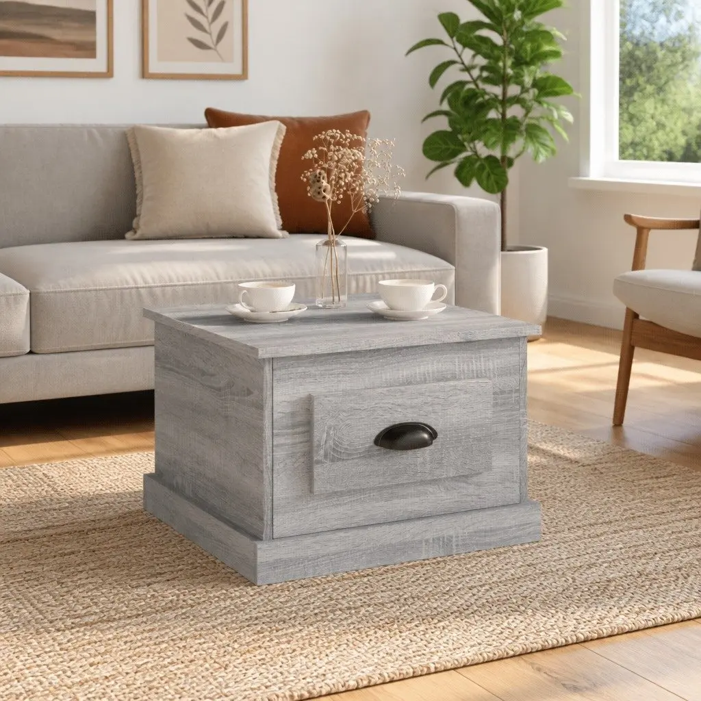 Coffee Table Grey Sonoma Storage Drawer 50x50x35 cm