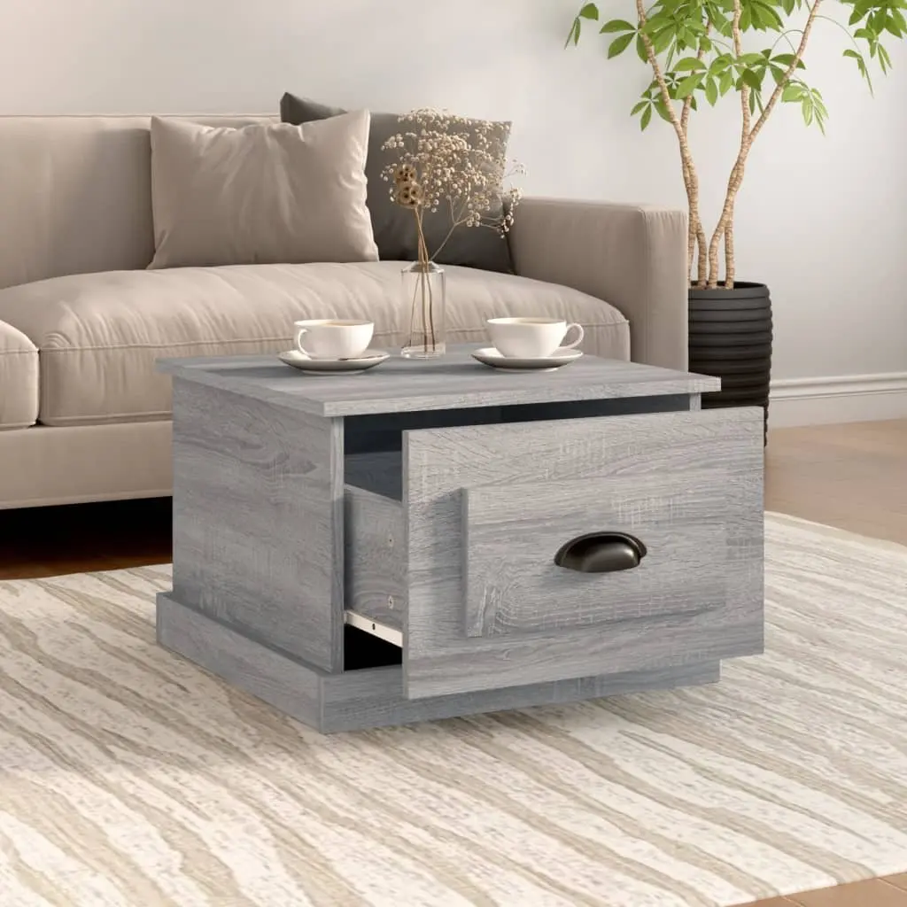 Coffee Table Grey Sonoma Storage Drawer 50x50x35 cm