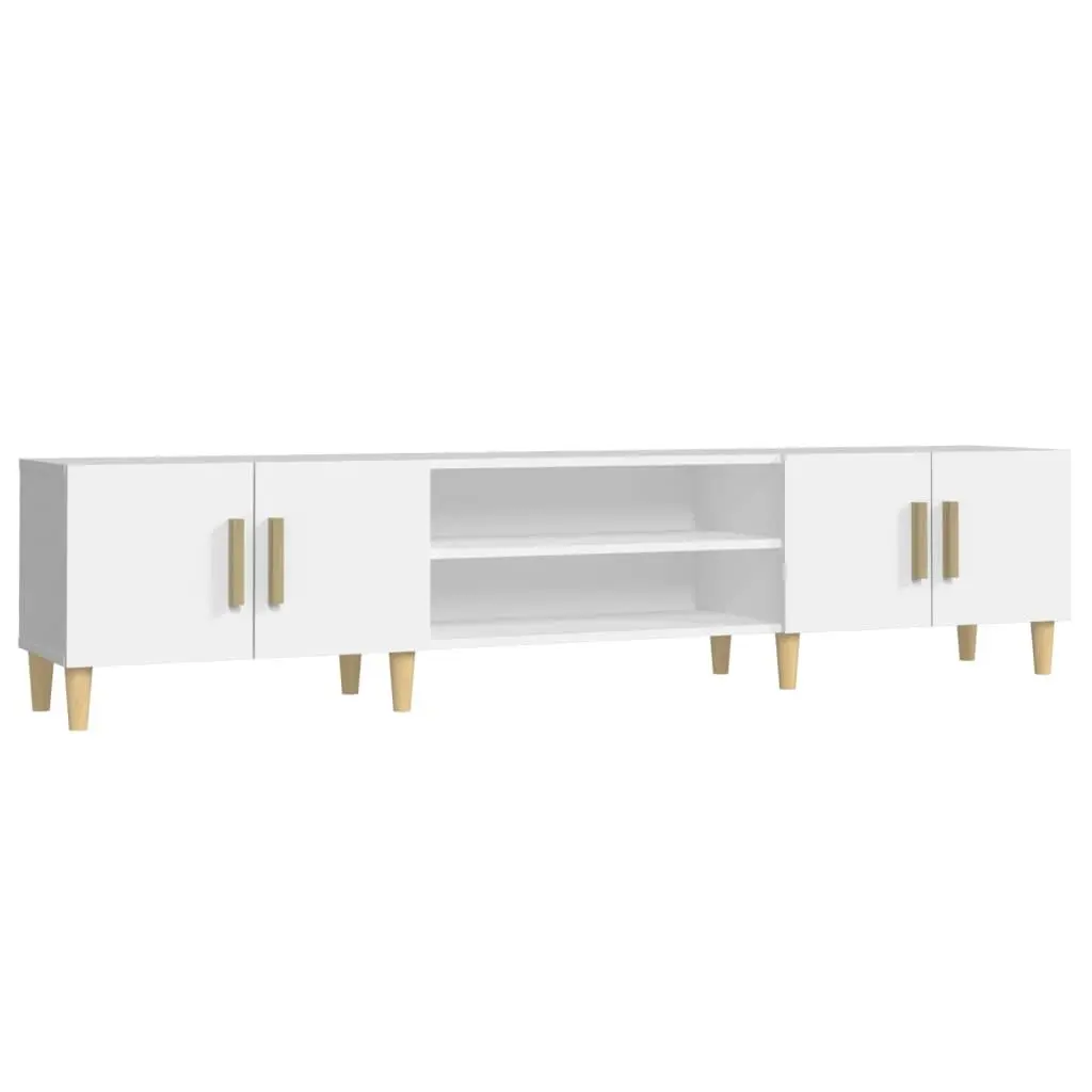TV Cabinet White 180x31.5x40 cm Engineered Wood Storage 4 Compartments 4 Doors