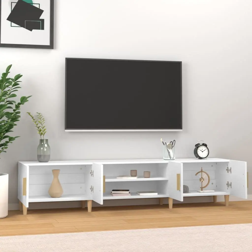 TV Cabinet White 180x31.5x40 cm Engineered Wood Storage 4 Compartments 4 Doors