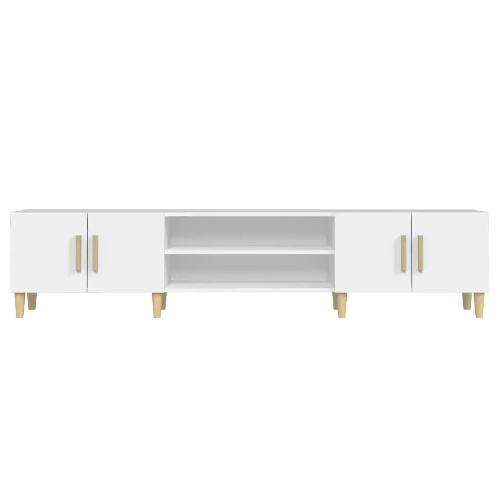 TV Cabinet White 180x31.5x40 cm Engineered Wood Storage 4 Compartments 4 Doors