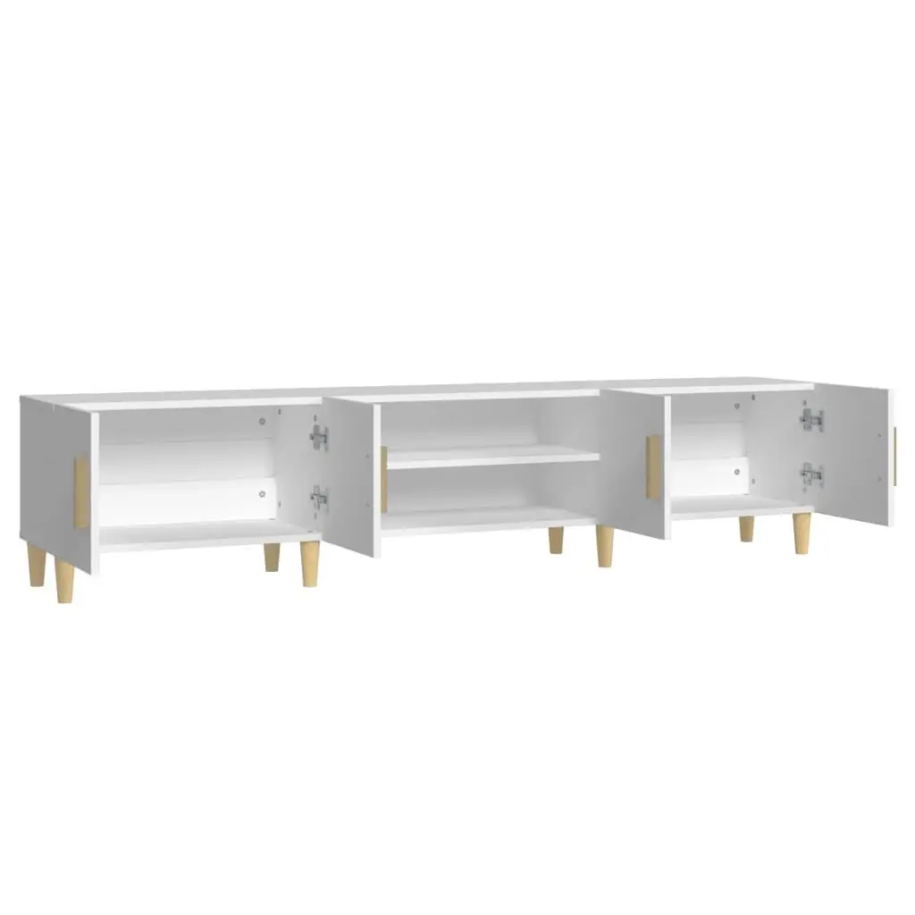TV Cabinet White 180x31.5x40 cm Engineered Wood Storage 4 Compartments 4 Doors