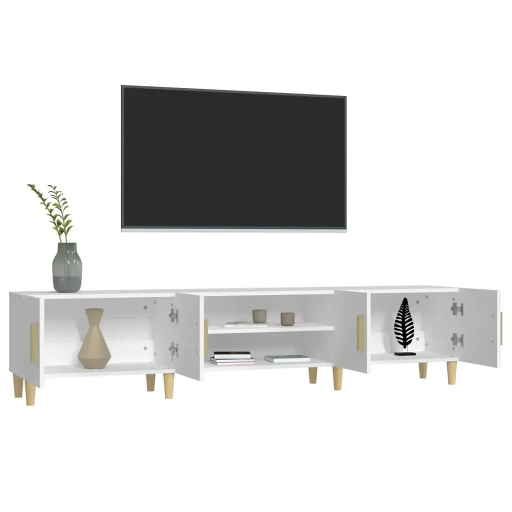 TV Cabinet White 180x31.5x40 cm Engineered Wood Storage 4 Compartments 4 Doors