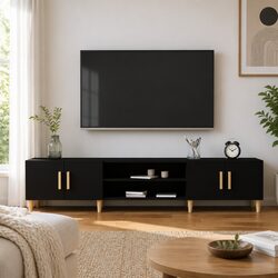 Reliable and Stylish 180cm Black TV Cabinet for Your Home