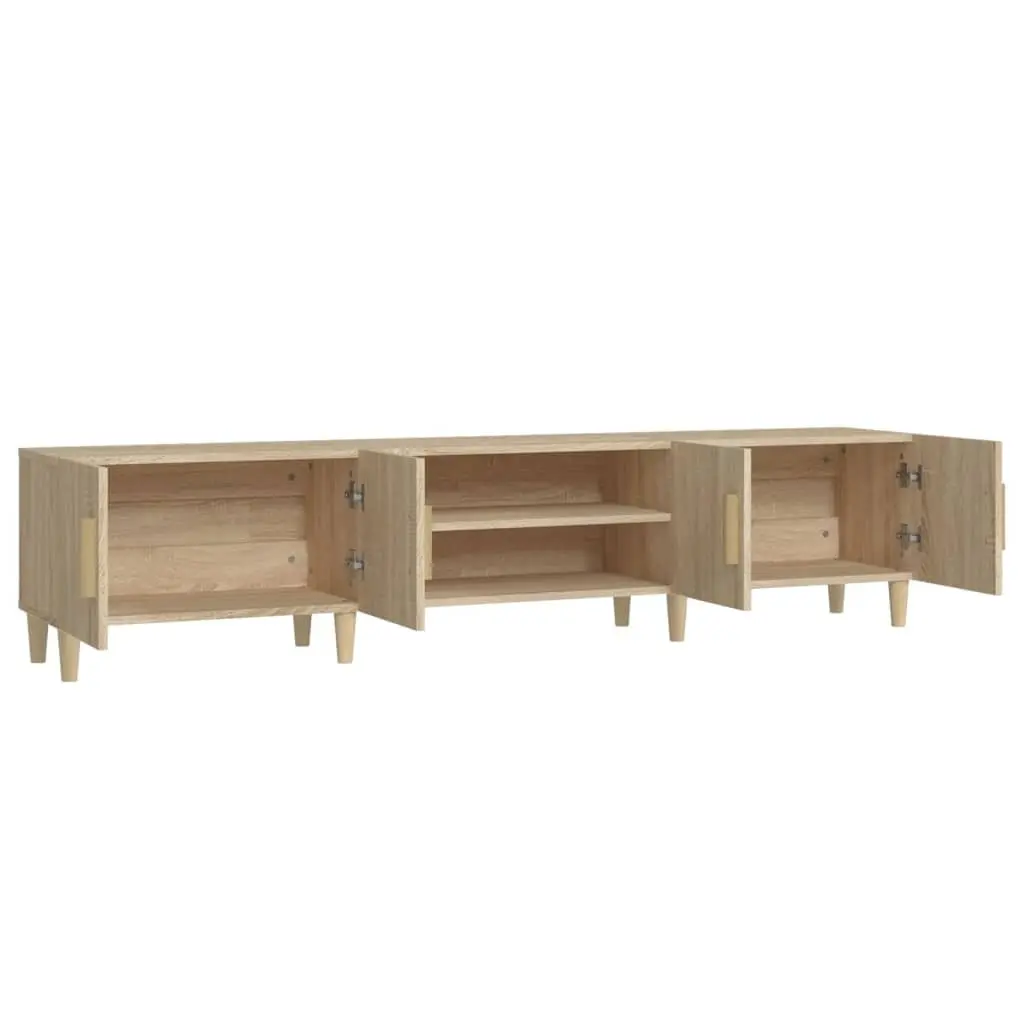 TV Cabinet Brown Engineered Wood Media Unit Storage Doors Compartments Furniture
